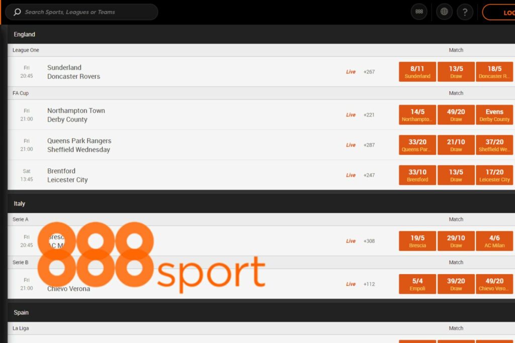 start betting on your favorite sports and events with 888Sport