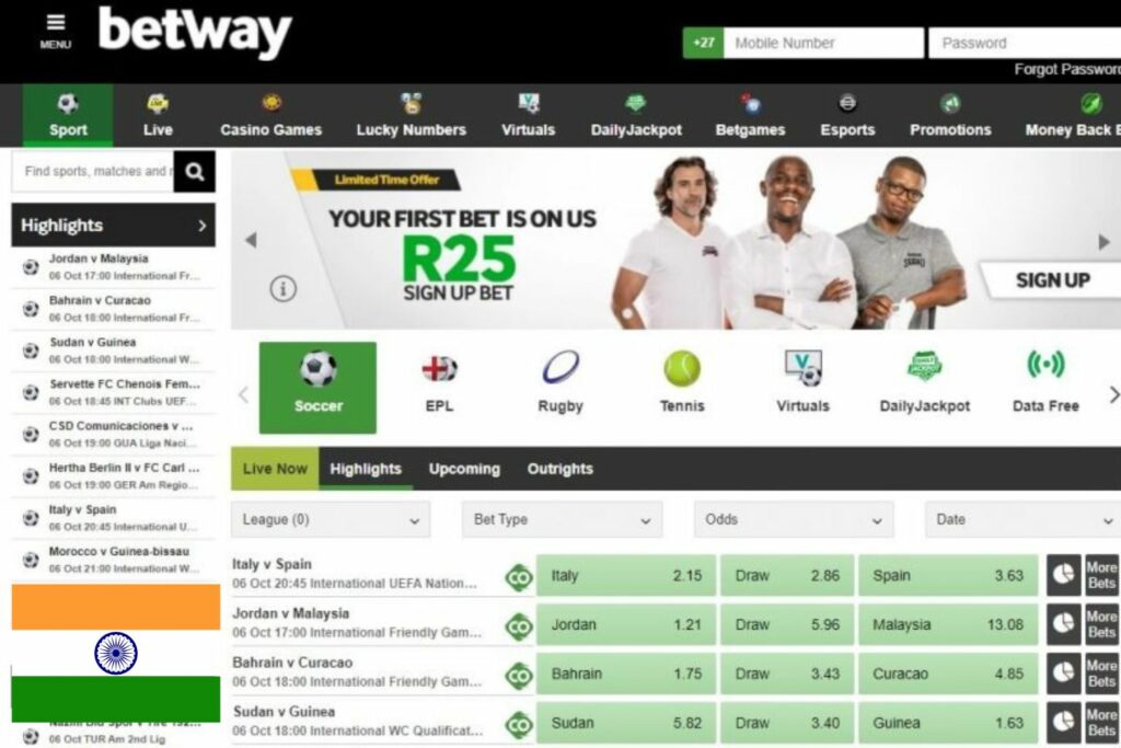 Betway Indiua sports betting events overview
